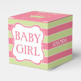 ピンクのストライプ緑の赤ちゃんシャワーお気に入りボックス2"x 2" フェイバーボックス
