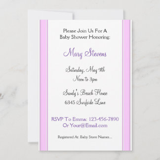 ピンクのストライプ カスタム ベビーシャワー 招待状