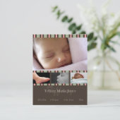 ピンクのストライプ 出生発表 案内状 (スタンド正面)