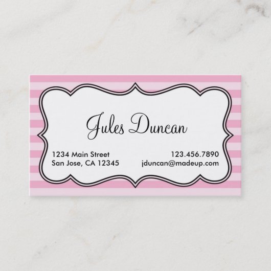 ピンクのストライプ 名刺 (正面)