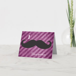 ピンクのストライプ、I mustache you a questionのメッセージカード カード