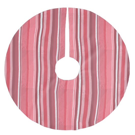 ピンクのストリップ ブラッシュドポリエステルツリースカート (正面)