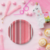 ピンクのストリップ ペーパープレート (パーティー)