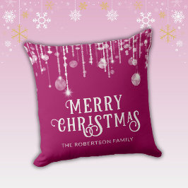 ピンクのストリングライトクリスマス クッション