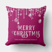 ピンクのストリングライトクリスマス クッション (正面)