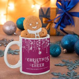 ピンクのストリングライト クリスマスパーティー コーヒーマグカップ