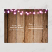 ピンクのストリングライト & メイソンジャー バーン セーブ・ザ・デート 案内ポストカード (裏面)