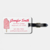 ピンクのストロベリーショートケーキアイスクリームポップシクル ラゲッジタグ (裏面横)