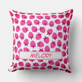 ピンクのストロベリーフィールド夏の自然フルーツイニシャル クッション