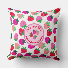 ピンクのストロベリーフィールド夏の農家自然フルーツ クッション
