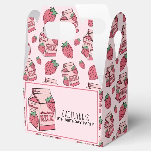 ピンクのストロベリーミルクパターン フェイバーボックス (オープン)