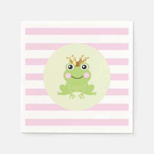 ピンクのストーリーブックフェアリー物語カエル王子ベビーシャワー スタンダードカクテルナプキン (正面)