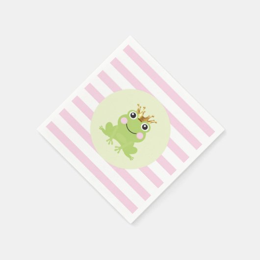ピンクのストーリーブックフェアリー物語カエル王子ベビーシャワー スタンダードカクテルナプキン (角)
