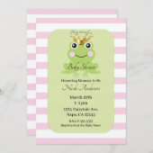 ピンクのストーリーブックフェアリー物語カエル王子ベビーシャワー 招待状 (正面/裏面)