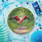 ピンクのスニーカーとハイトップを持つフラミンゴジョギング ペーパープレート (パーティー)