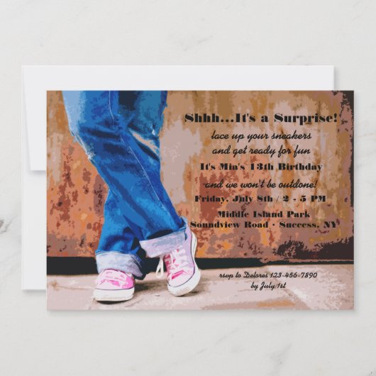 ピンクのスニーカーの招待状 招待状 (正面)