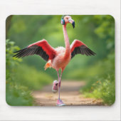 ピンクのスニーカーやハイトップを履くフラミンゴ マウスパッド (正面)