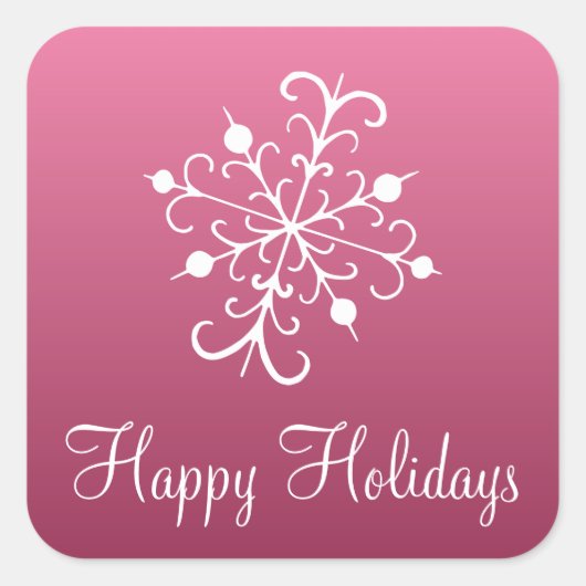 ピンクのスノーフレークシール スクエアシール (正面)