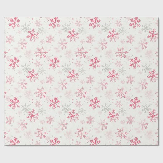 ピンクのスノーフレークスヴィンテージクリスマス ラッピングペーパー (フラット)