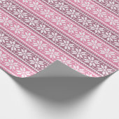 ピンクのスノーフレークニットセーターのパターン冬 ラッピングペーパー (角)