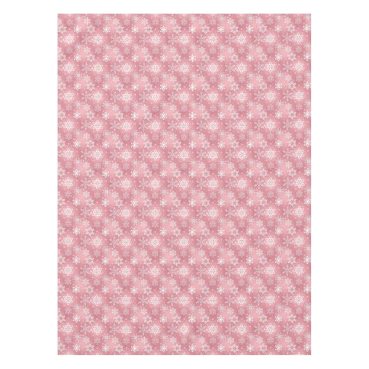 ピンクのスノーフレークパターンホリデーテーブルクロス テーブルクロス (正面)