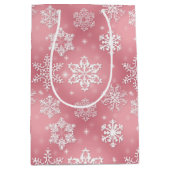 ピンクのスノーフレークパターン中抱き枕 ミディアムペーパーバッグ (正面)