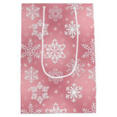 ピンクのスノーフレークパターン中抱き枕 ミディアムペーパーバッグ (裏面)