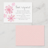 ピンクのスノーフレーク冬の本リクエストbabyshower card エンクロージャーカード (正面/裏面)
