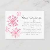 ピンクのスノーフレーク冬の本リクエストbabyshower card エンクロージャーカード (正面)