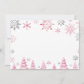 ピンクのスノーフレーク冬の誕生日写真 サンキューカード (裏面)