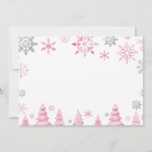 ピンクのスノーフレーク冬の誕生日写真 サンキューカード (裏面)