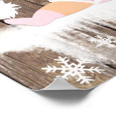 ピンクのスノーフレーク冬の赤ちゃんシャワーサイン ポスター (角)