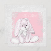 ピンクのスノーフレーク冬ワンダーランド赤ちゃんシャワー 招待状 (正面/裏面)