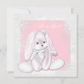 ピンクのスノーフレーク冬ワンダーランド赤ちゃんシャワー 招待状 (正面)