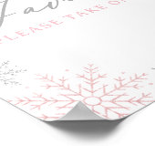 ピンクのスノーフレーク女の子の赤ちゃんシャワー好意サイン ポスター (角)