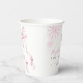 ピンクのスノーフレーク赤ちゃんシャワーシール 紙コップ (右)