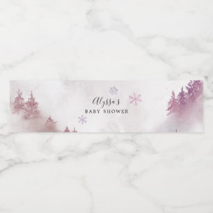 ピンクのスノーフレーク赤ちゃんシャワー水ボトルラベル ペットボトルラベル