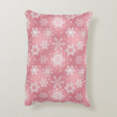 ピンクのスノーフレーク・パターンのアクセント枕 アクセントクッション (裏面(縦))