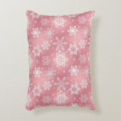 ピンクのスノーフレーク・パターンのアクセント枕 アクセントクッション (正面(垂直))