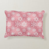 ピンクのスノーフレーク・パターンのアクセント枕 アクセントクッション (裏面)