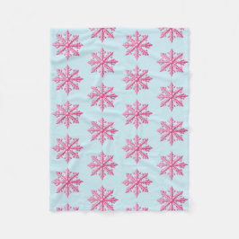 ピンクのスノーフレーク フリースブランケット