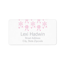ピンクのスノーフレーク |差出人住所ラベル ラベル