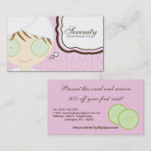 ピンクのスパの女の子のきゅうりのスパのマッサージの名刺 名刺 (正面/裏面)