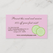 ピンクのスパの女の子のきゅうりのスパのマッサージの名刺 名刺 (裏面)