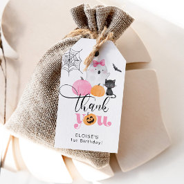 ピンクのスパイキーなハロウィン誕生日お礼 ギフトタグ