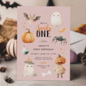 ピンクのスパイシー ワン ハロウィン 誕生日 招待状
