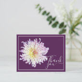 ピンクのスパイダーマム 紫背景のサンキューカード ポストカード (スタンド正面)