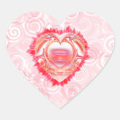 ピンクのスパイラルバックグラウンド上のボロボロのハート ハートシール (正面)