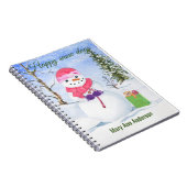 ピンクのスパイラルフォトノートブックの冬のシーン雪だるま ノートブック (右側)