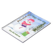 ピンクのスパイラルフォトノートブックの冬のシーン雪だるま ノートブック (左側)